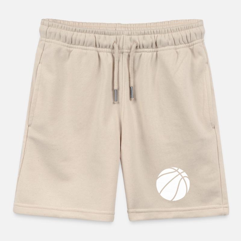 Basketball logo white Kids Organic Sweat Shorts by Stanley/Stella