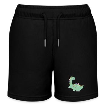 petit dinosaure vert à pois colorés - Short de jogging enfant bio Stanley/Stella - noir - Devant