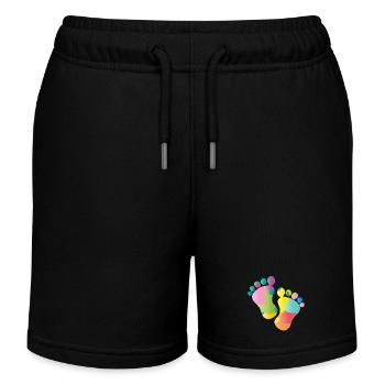 kunterbunte Baby Fußabdrücke - Kinder Organic Joggingshorts Mini Bolter von Stanley/Stella - Schwarz - Vorne
