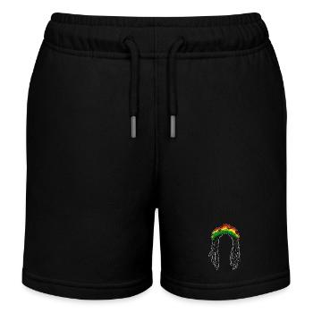 Rasta hairstyle braid hair reggae Jamaica chilling - Kids Organic Sweat Shorts by Stanley/Stella - black - Front