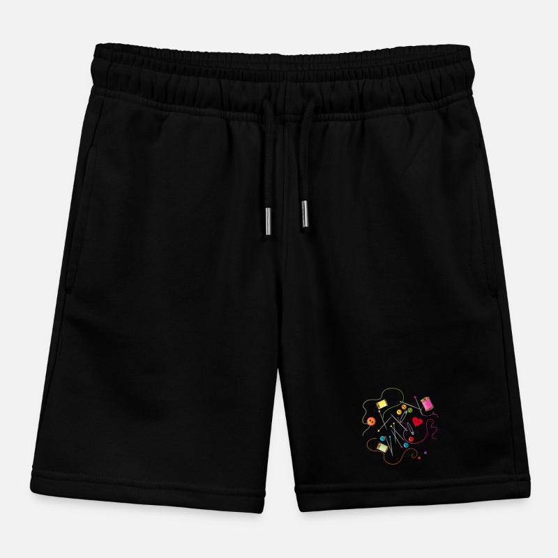Sewing utensils buttons, needle, thread and sewing thread Kids Organic Sweat Shorts by Stanley/Stella