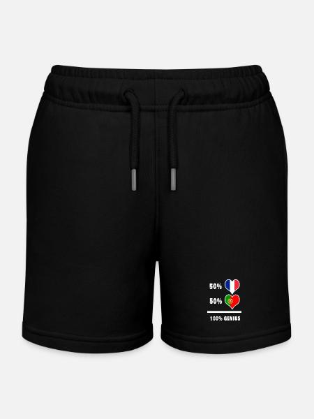 France et Portugal 100% génial / cadeau - Short de jogging enfant bio Stanley/Stella - noir