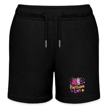 4 Jahre Mädchen Geburtstag - Kinder Organic Joggingshorts Mini Bolter von Stanley/Stella - Schwarz - Vorne