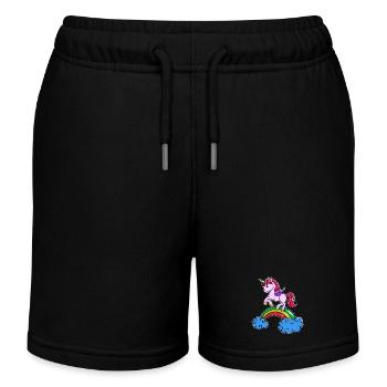 Unicorn Cool Animal - Kids Organic Sweat Shorts by Stanley/Stella - black - Front