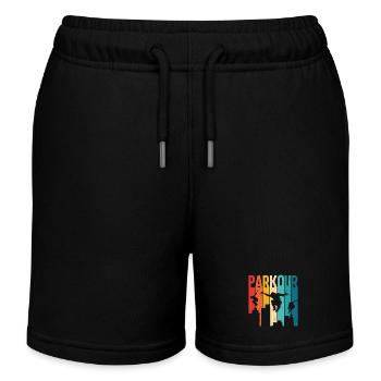 Retro Vintage Parkour City Skyline Silhouette - Kids Organic Sweat Shorts by Stanley/Stella - black - Front