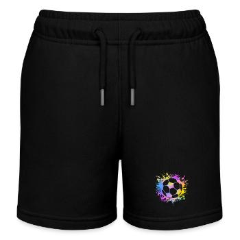 Paint Splashes Soccer Lover Graphic Soccer - Kids Organic Sweat Shorts by Stanley/Stella - black - Front