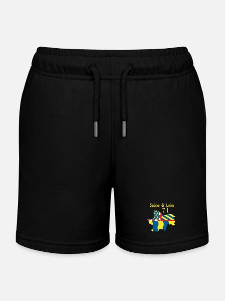 Saône et Loire - Short de jogging enfant bio Stanley/Stella - noir