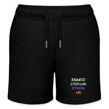 Funny Coffee Caffeine Statement Coffee Lovers - Kids Organic Sweat Shorts by Stanley/Stella - black - Front