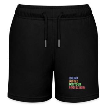 Koffein Kaffe Humorvoll Statement Kaffeeliebhaber - Kinder Organic Joggingshorts Mini Bolter von Stanley/Stella - Schwarz - Vorne