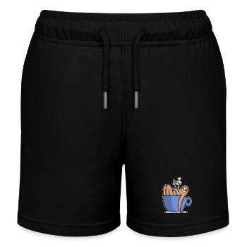 Lustig Faultier Kaffee Koffein Kaffeeliebhaber - Kinder Organic Joggingshorts Mini Bolter von Stanley/Stella - Schwarz - Vorne