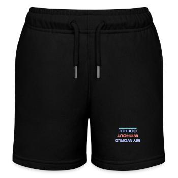 Caffeine Coffee Drinking Statement Coffee Lovers - Kids Organic Sweat Shorts by Stanley/Stella - black - Front