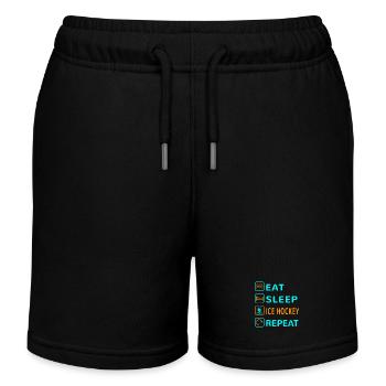 Essen. Schlafen. Eishockey. Wiederholen Design - Kinder Organic Joggingshorts Mini Bolter von Stanley/Stella - Schwarz - Vorne