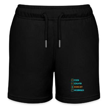 Essen. Schlafen. Eishockey. Wiederholen Design - Kinder Organic Joggingshorts Mini Bolter von Stanley/Stella - Schwarz - Vorne