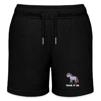 Foal Horses Pony Haflinger Icelandic Horses Saying - Kids Organic Sweat Shorts by Stanley/Stella - black - Front