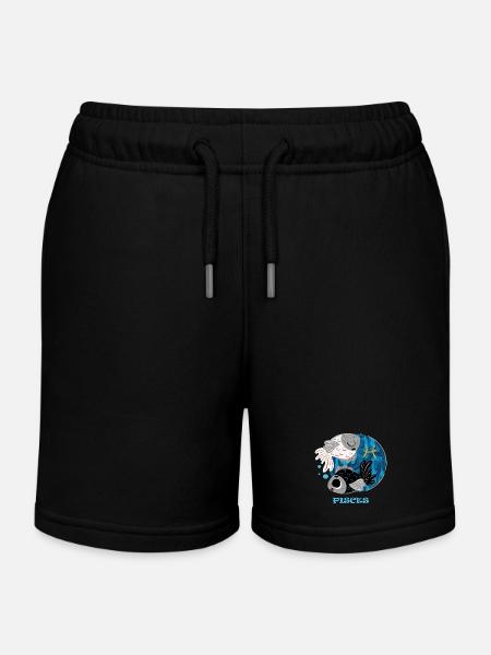 Signe du zodiaque Poissons - Short de jogging enfant bio Stanley/Stella - noir