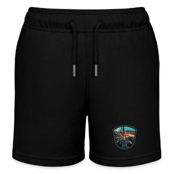 Originalillustration Dorf Èze, Côte d'Azur - Kinder Organic Joggingshorts Mini Bolter von Stanley/Stella - Schwarz - Vorne