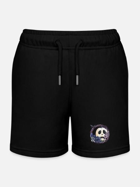 Halloween Pumpkin - Kids Organic Sweat Shorts by Stanley/Stella - black