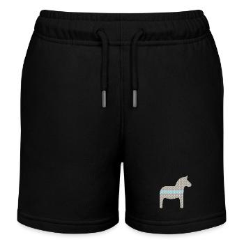 Dala Horse Knitting Pattern Scandinavian Christmas - Kids Organic Sweat Shorts by Stanley/Stella - black - Front