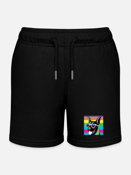 Lunettes arc-en-ciel psychédéliques pour chiots - Short de jogging enfant bio Stanley/Stella - noir