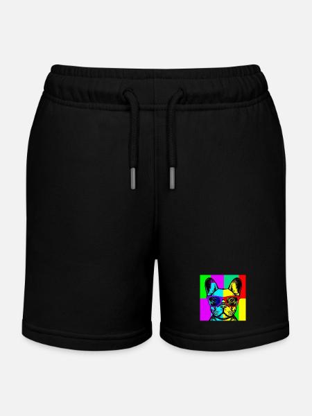 Lunettes Bulldog Néon Pop Art - Short de jogging enfant bio Stanley/Stella - noir
