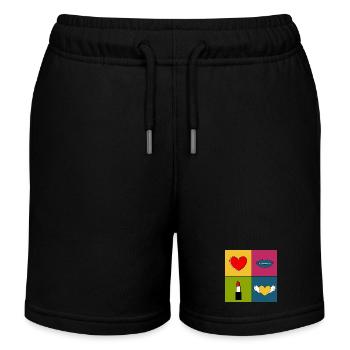 Heart Colorful Pattern Heart Pattern Gift Heart Pattern - Kids Organic Sweat Shorts by Stanley/Stella - black - Front