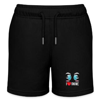 Pop Culture Comic Cartoon Anime Statement Heart - Kids Organic Sweat Shorts by Stanley/Stella - black - Front