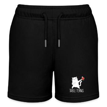 Table Tennis Katze Pingpong Outfit Cat Tischtennis - Kinder Organic Joggingshorts Mini Bolter von Stanley/Stella - Schwarz - Vorne