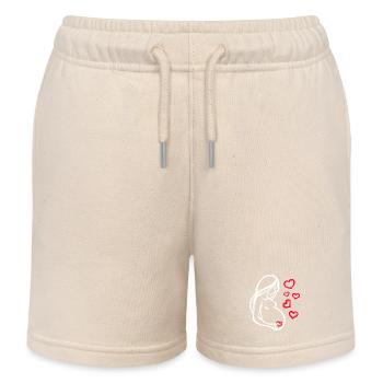 Baby Happiness Baby Bump Pregnant Heart Pregnancy - Kids Organic Sweat Shorts by Stanley/Stella - soft Ecru - Front