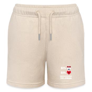 Albanien und Niederlande 100% Genius Flagge - Kinder Organic Joggingshorts Mini Bolter von Stanley/Stella - Natur - Vorne