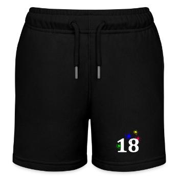 unisex, 18 Feuerwerk sternenmuster - Kinder Organic Joggingshorts Mini Bolter von Stanley/Stella - Schwarz - Vorne