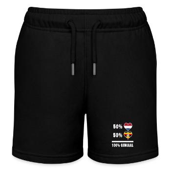Uganda and the Netherlands 100% Genius flag - Kids Organic Sweat Shorts by Stanley/Stella - black - Front