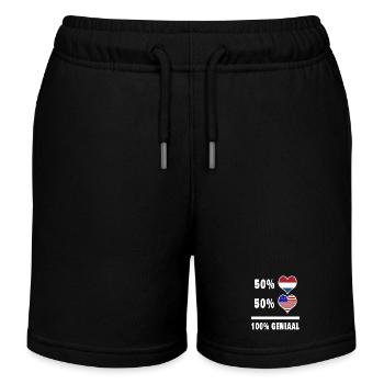 USA und Niederlande 100% Genius Flagge - Kinder Organic Joggingshorts Mini Bolter von Stanley/Stella - Schwarz - Vorne
