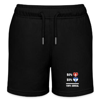 Israel und Schweiz 100% Genial Flagge - Kinder Organic Joggingshorts Mini Bolter von Stanley/Stella - Schwarz - Vorne