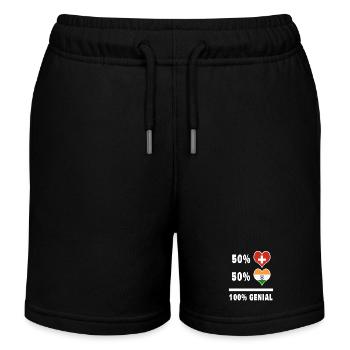 India and Switzerland 100% Awesome Flag - Kids Organic Sweat Shorts by Stanley/Stella - black - Front