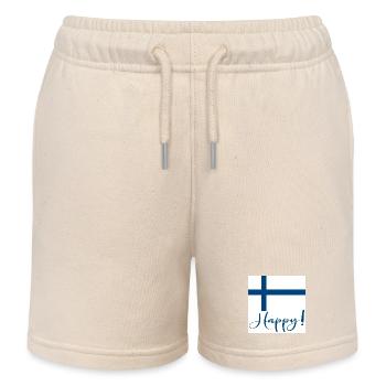 FINLAND FLAG - HAPPY SIGN - Kinder Organic Joggingshorts Mini Bolter von Stanley/Stella - Natur - Vorne