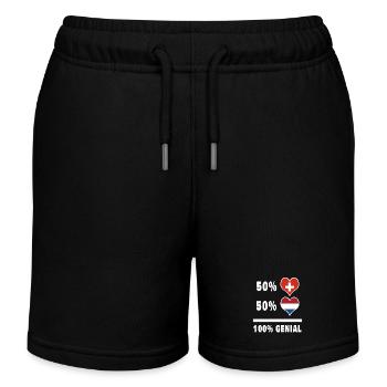 Netherlands and Switzerland 100% Genial Flag - Kids Organic Sweat Shorts by Stanley/Stella - black - Front