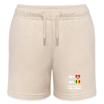 Mali and Switzerland 100% Genial Flag - Kids Organic Sweat Shorts by Stanley/Stella - soft Ecru - Front