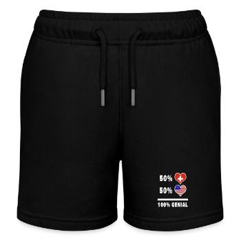 USA und Schweiz 100% Genial Flagge - Kinder Organic Joggingshorts Mini Bolter von Stanley/Stella - Schwarz - Vorne