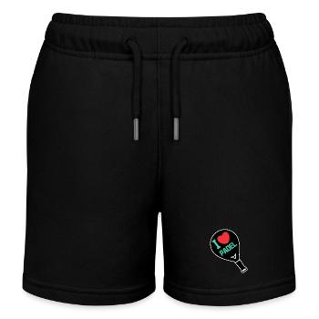 Schläger Spieler Herz Ich Liebe Padel Statement - Kinder Organic Joggingshorts Mini Bolter von Stanley/Stella - Schwarz - Vorne