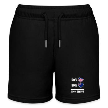 New Zealand and Great Britain 100% Genius Flag - Kids Organic Sweat Shorts by Stanley/Stella - black - Front