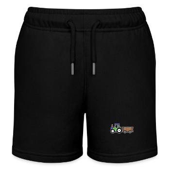Farm Tractor Vehicle Motor Vehicle Organic Farmer - Kids Organic Sweat Shorts by Stanley/Stella - black - Front
