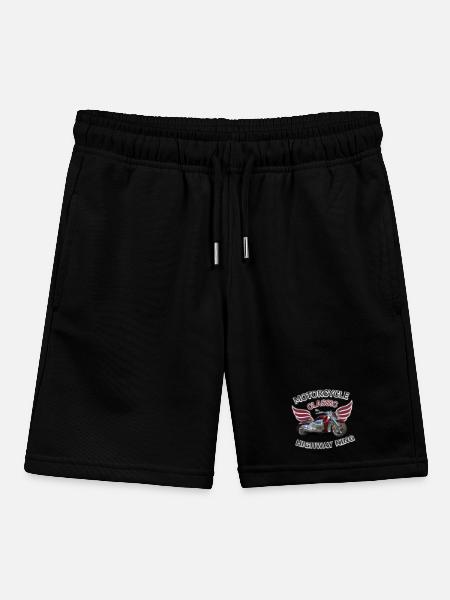 Klassischer Biker Vintage Retro Motorrad Speed Demon - Kinder Organic Joggingshorts Mini Bolter von Stanley/Stella - Schwarz - Vorne