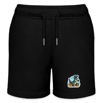 Der Trex Dino ist Unterwegs - Kinder Organic Joggingshorts Mini Bolter von Stanley/Stella - Schwarz - Vorne