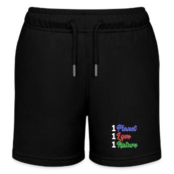 Mother Earth Planet Nature Statement Conservation - Kids Organic Sweat Shorts by Stanley/Stella - black - Front