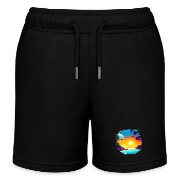 Aquarelle de plage de coucher de soleil d’été - Short de jogging enfant bio Stanley/Stella - noir - Devant