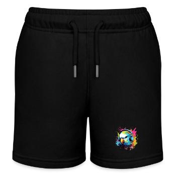 Perruche avec écouteurs Perruches Bird - Short de jogging enfant bio Stanley/Stella - noir - Devant