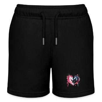 Pferdeköpfe in Herzform - Kinder Organic Joggingshorts Mini Bolter von Stanley/Stella - Schwarz - Vorne