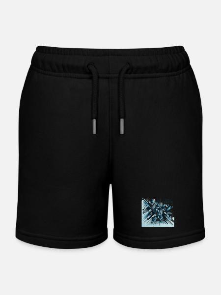 Season's Greetings - Kids Organic Sweat Shorts by Stanley/Stella - black