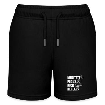 Meditieren Fokussieren Kicken - Kinder Organic Joggingshorts Mini Bolter von Stanley/Stella - Schwarz - Vorne