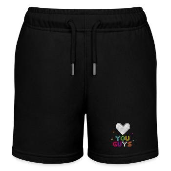 Cross-Stitch Heart Love Typography - Kids Organic Sweat Shorts by Stanley/Stella - black - Front